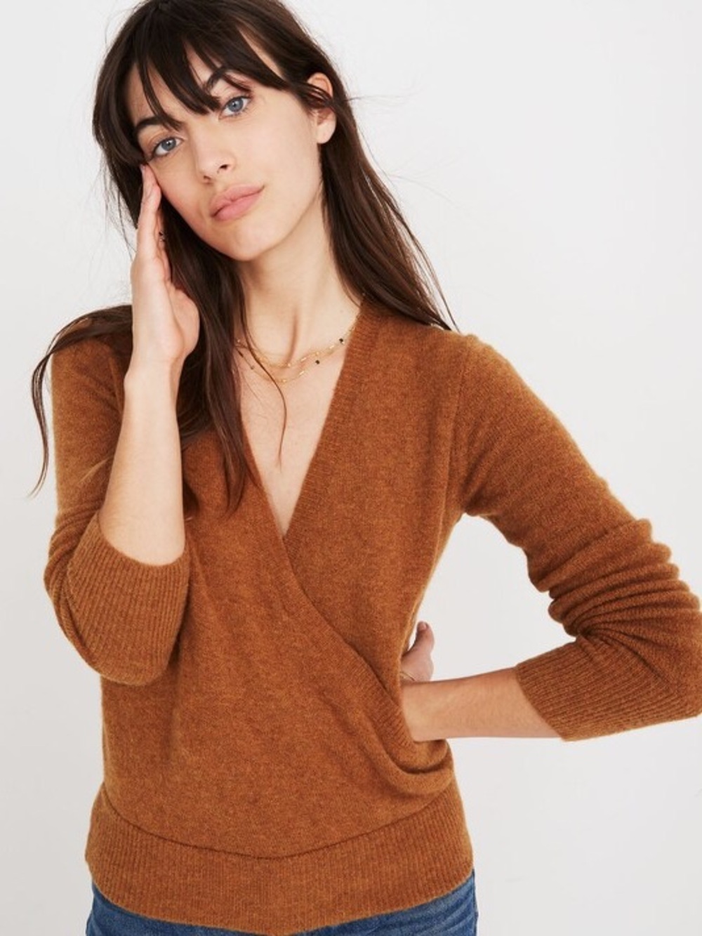 Madewell Wrap-Front Pullover Sweater in Coziest Yarn Sz X-Small